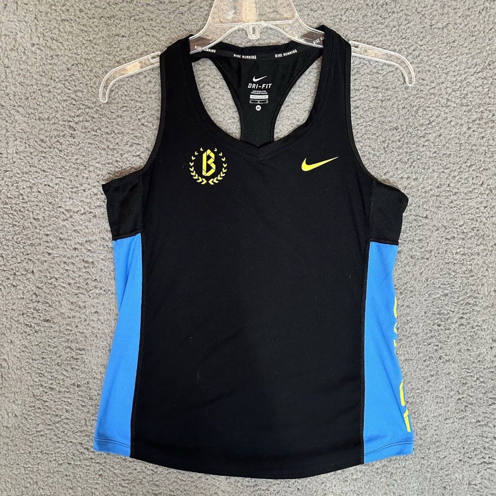 Boston Marathon Nike Dri-Fit Womens Tank Top Black Blue Size M Medium Running